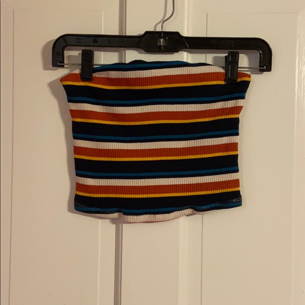 Ribbed, striped tube top